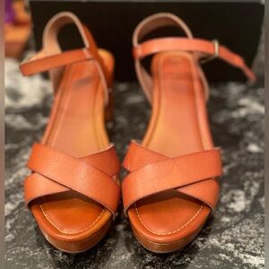 Women’s Brown Leather Sandals with Heel